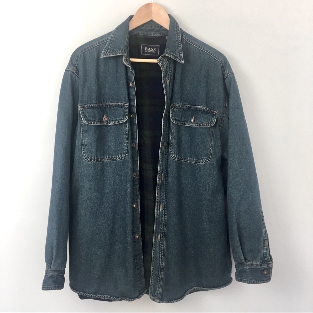BASS•FLEECE LINED DENIM SHIRT JACKET SZ MED